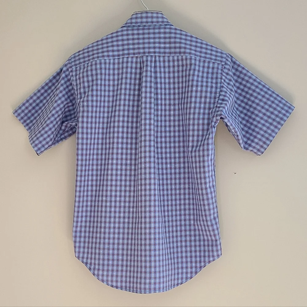 Ralph Lauren Boys 16/18 Blue Plaid Button Down Shirt Pony Logo